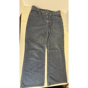 Ralph Lauren Lauren Jeans Co. Navy Blue W/ White Pinstriped Wide Leg Nautical 12